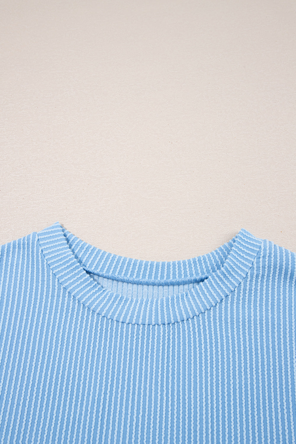 Pink Corded Colorblock Pocket Crew Neck T Shirt