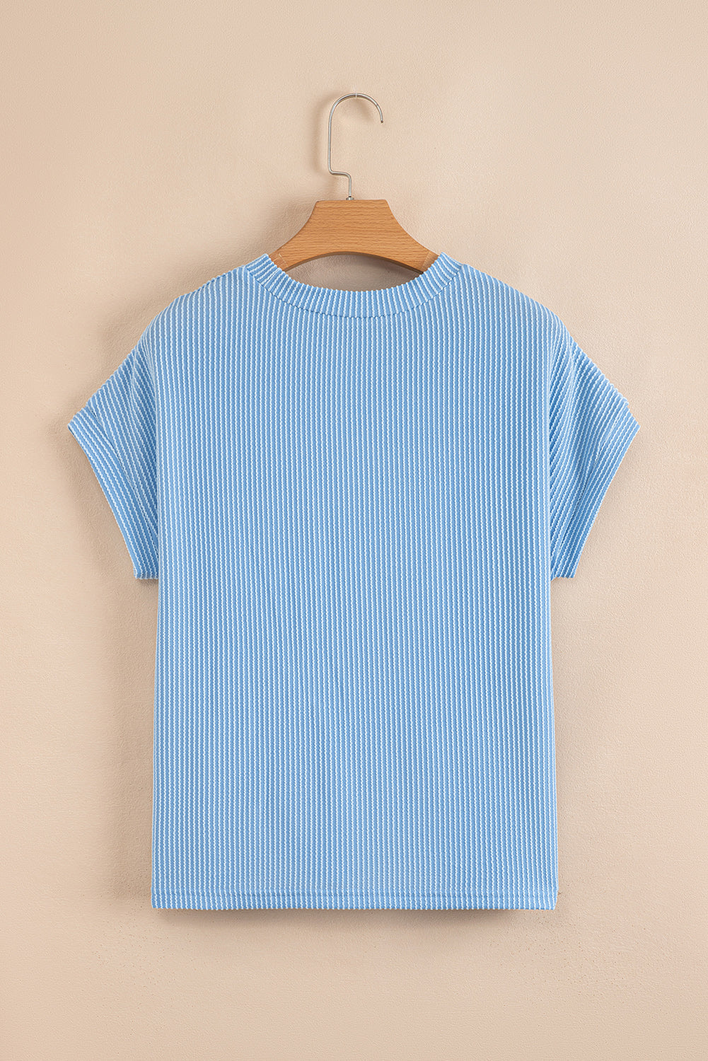 Pink Corded Colorblock Pocket Crew Neck T Shirt