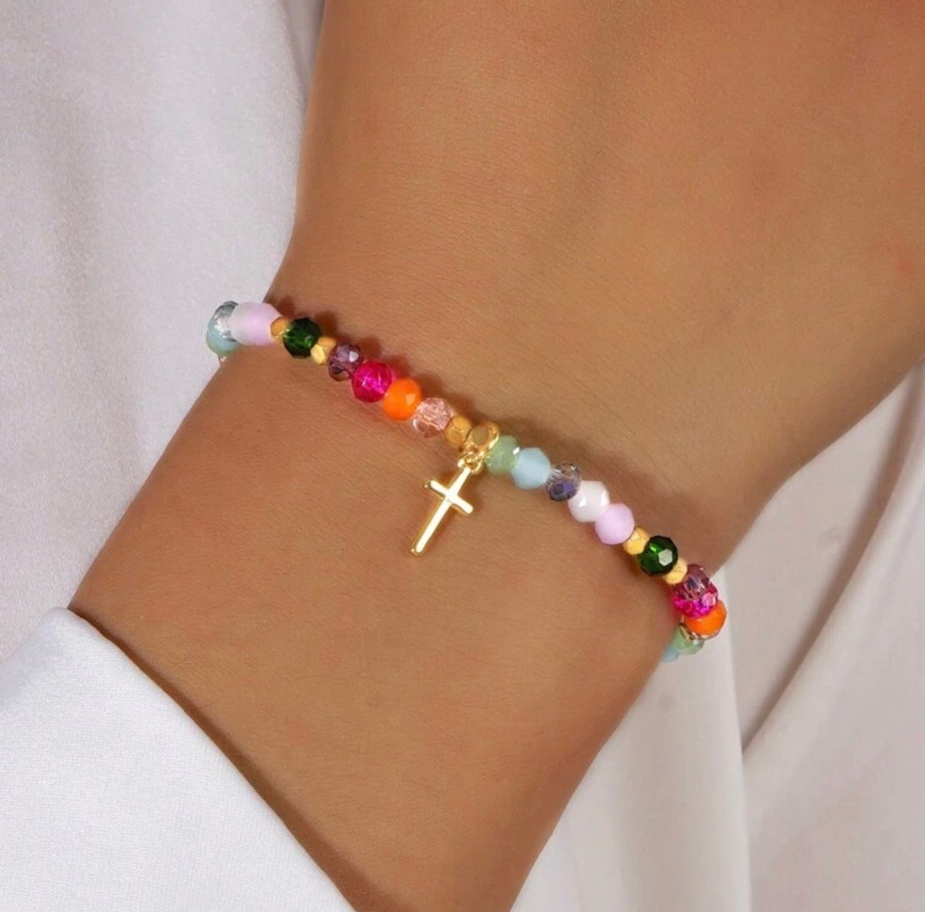 Cross beaded bracelet
