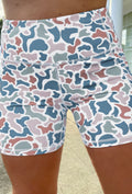 Blue Abstract Camo Bikers With Pockets