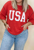 *Preorder* Plus Size USA Rib Printed Tee