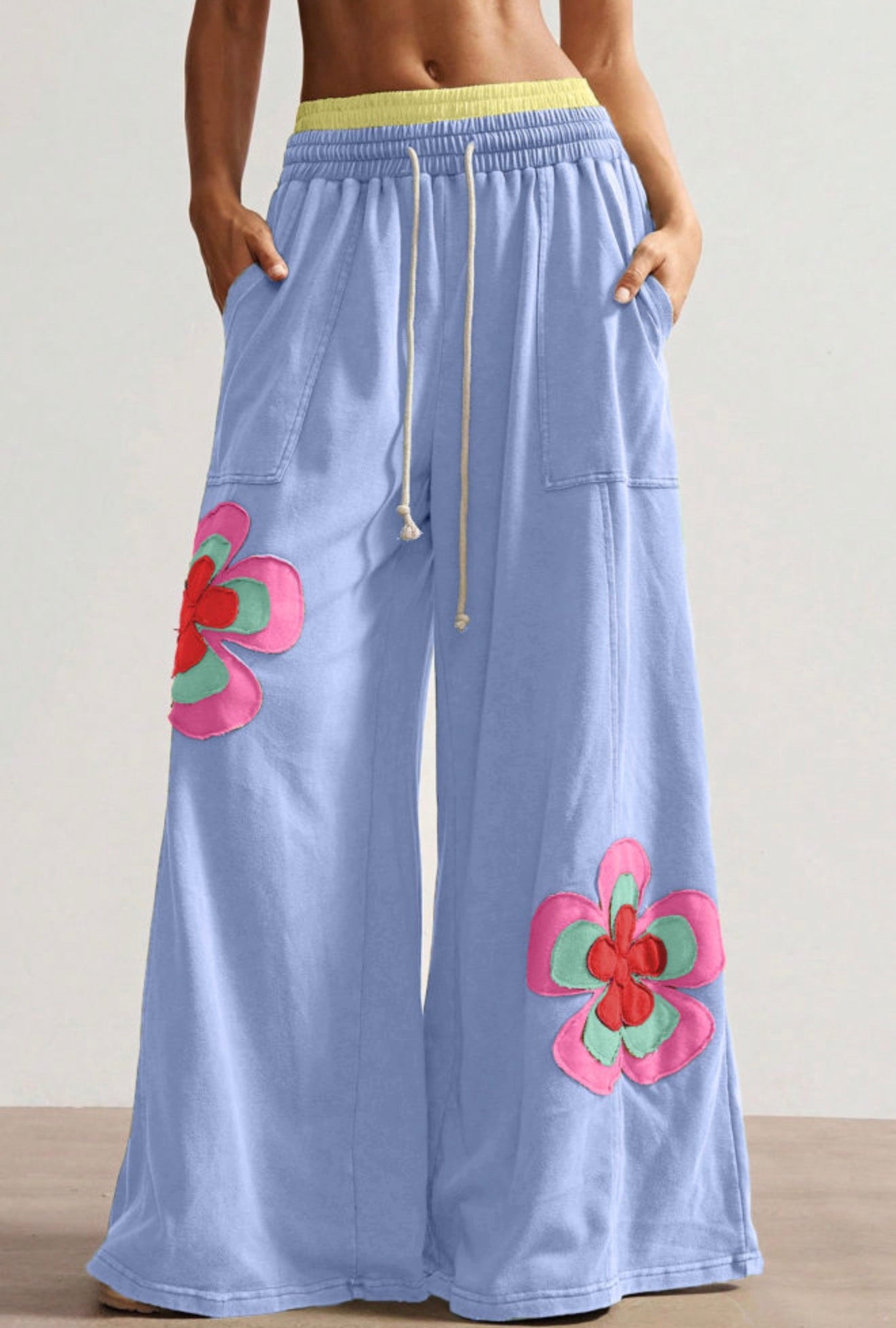 *Preorder* Color Block Floral Wide Leg Pants